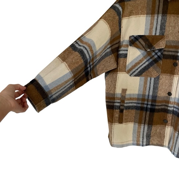 Zara Brown and Blue Plaid Button Down Jacket - Picture 3 of 7